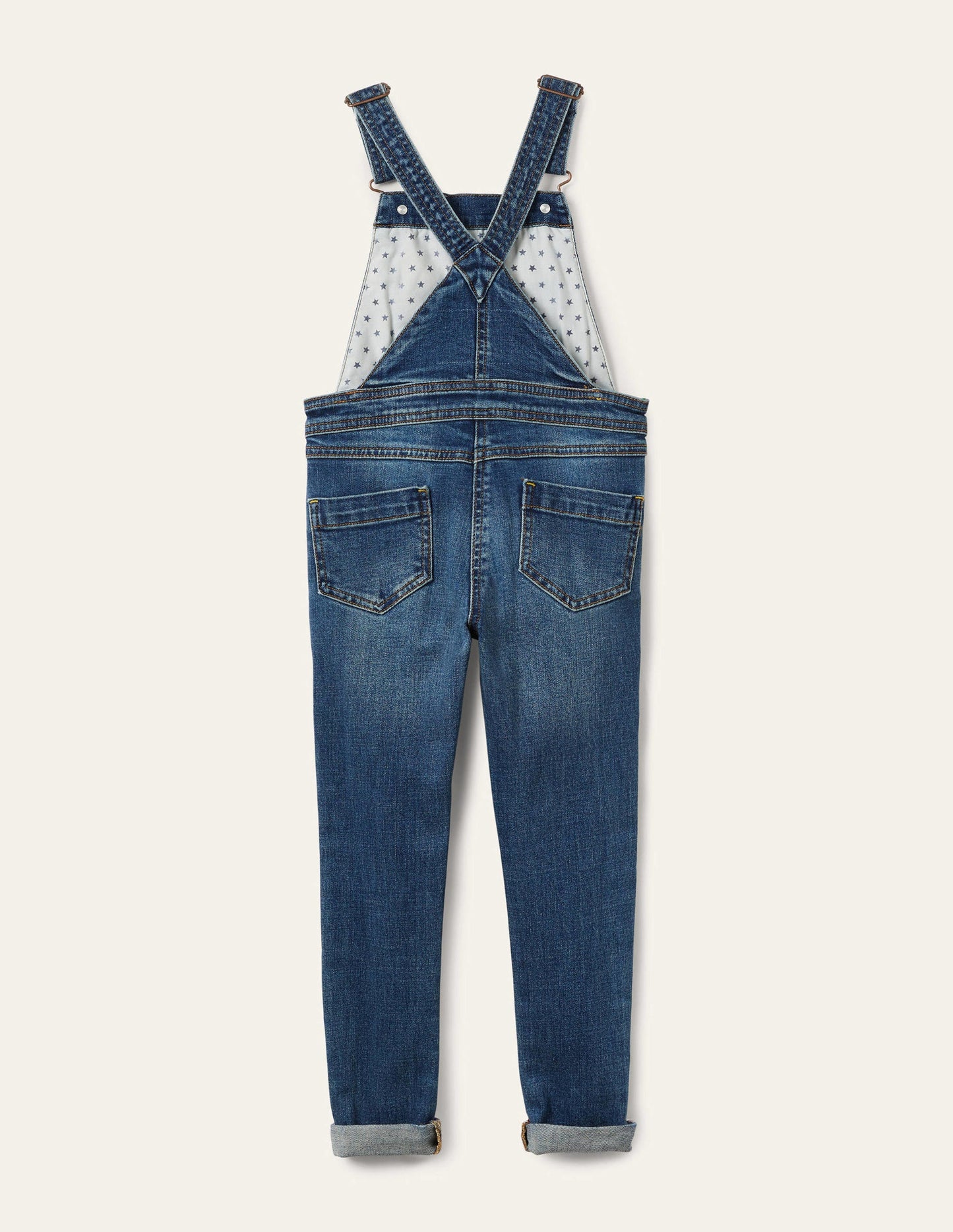 Skinny Fit Denim Dungarees-Mid Vintage Denim