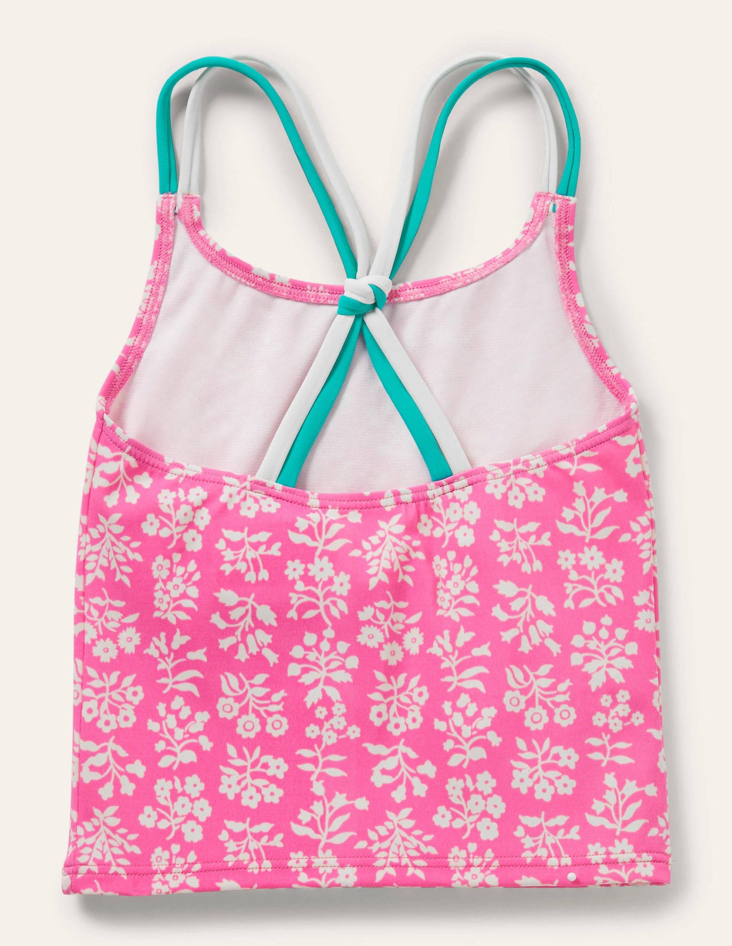 Patterned Tankini Top-Strawberry Pink Woodblock