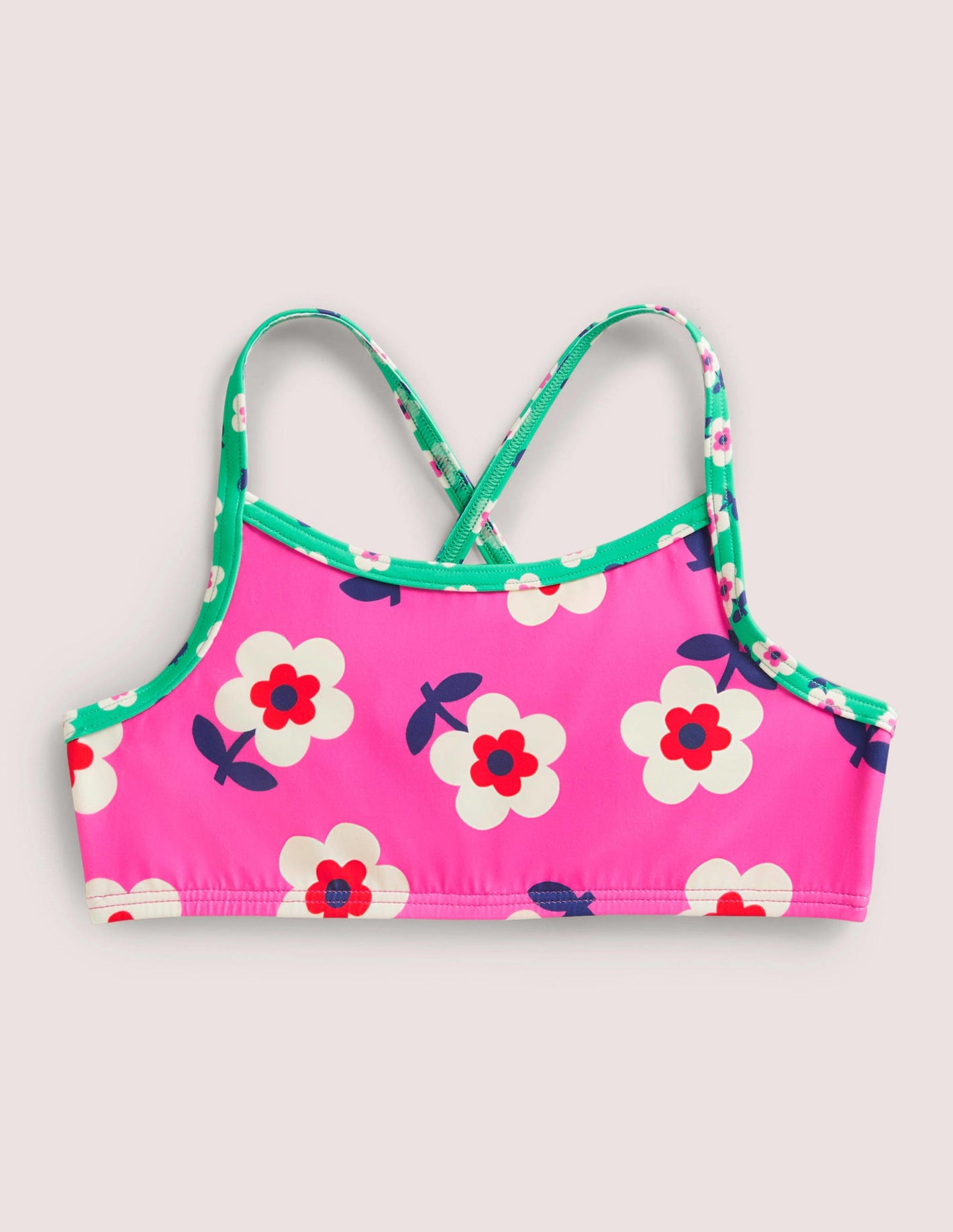 Patterned Bikini Top-Tickled Pink Daisy