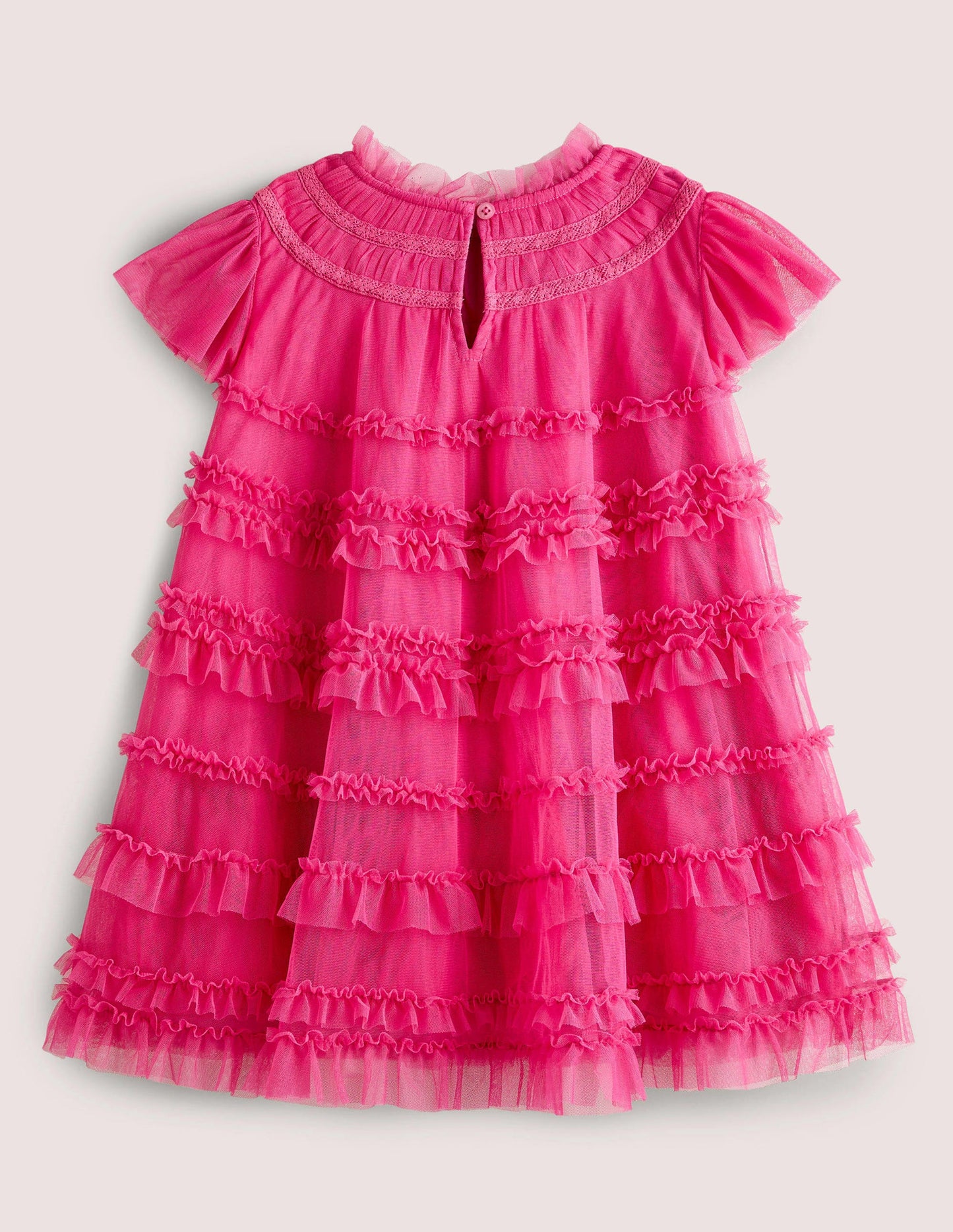 Pink Tulle Tiered Party Dress-Sweet Pink