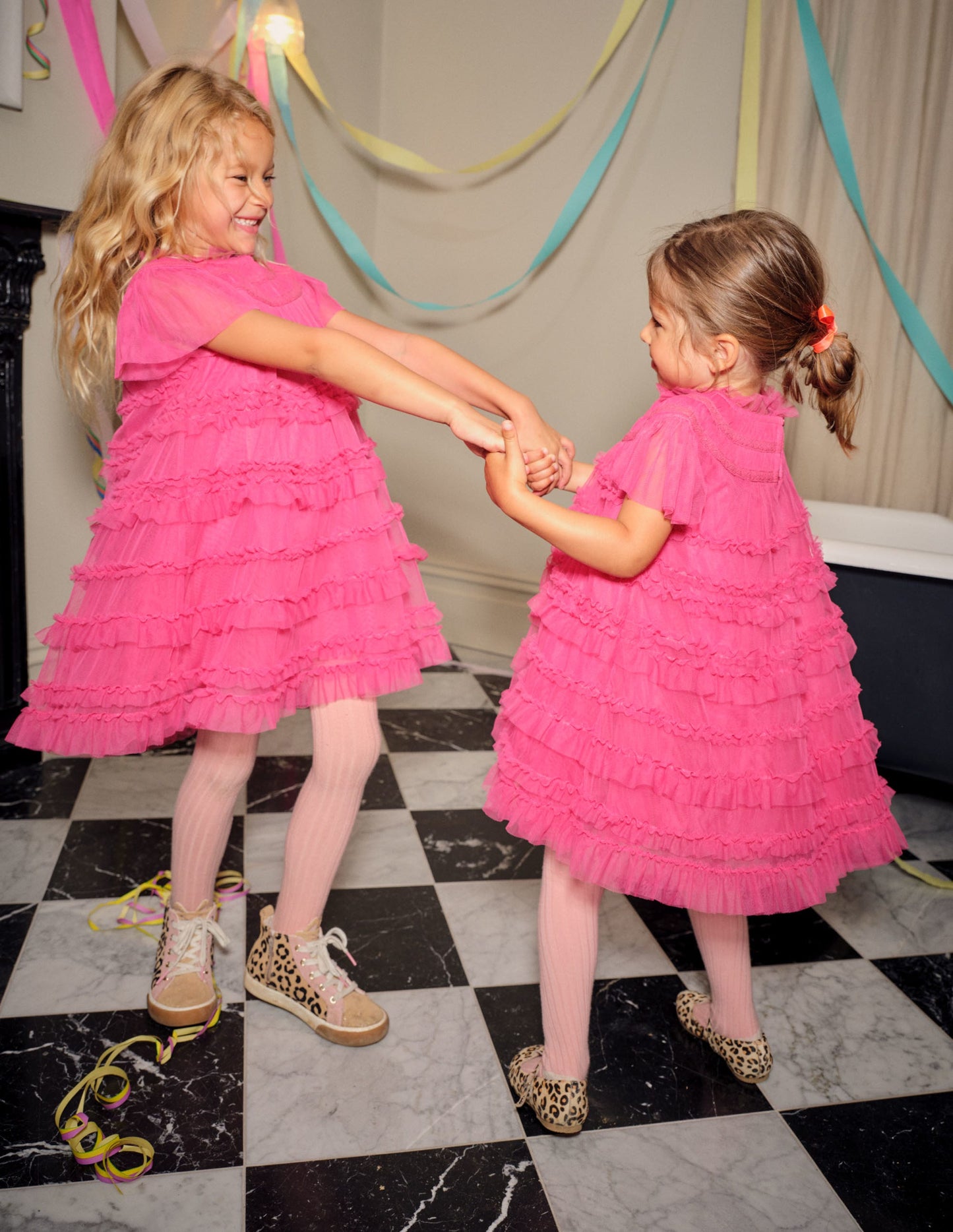 Pink Tulle Tiered Party Dress-Sweet Pink