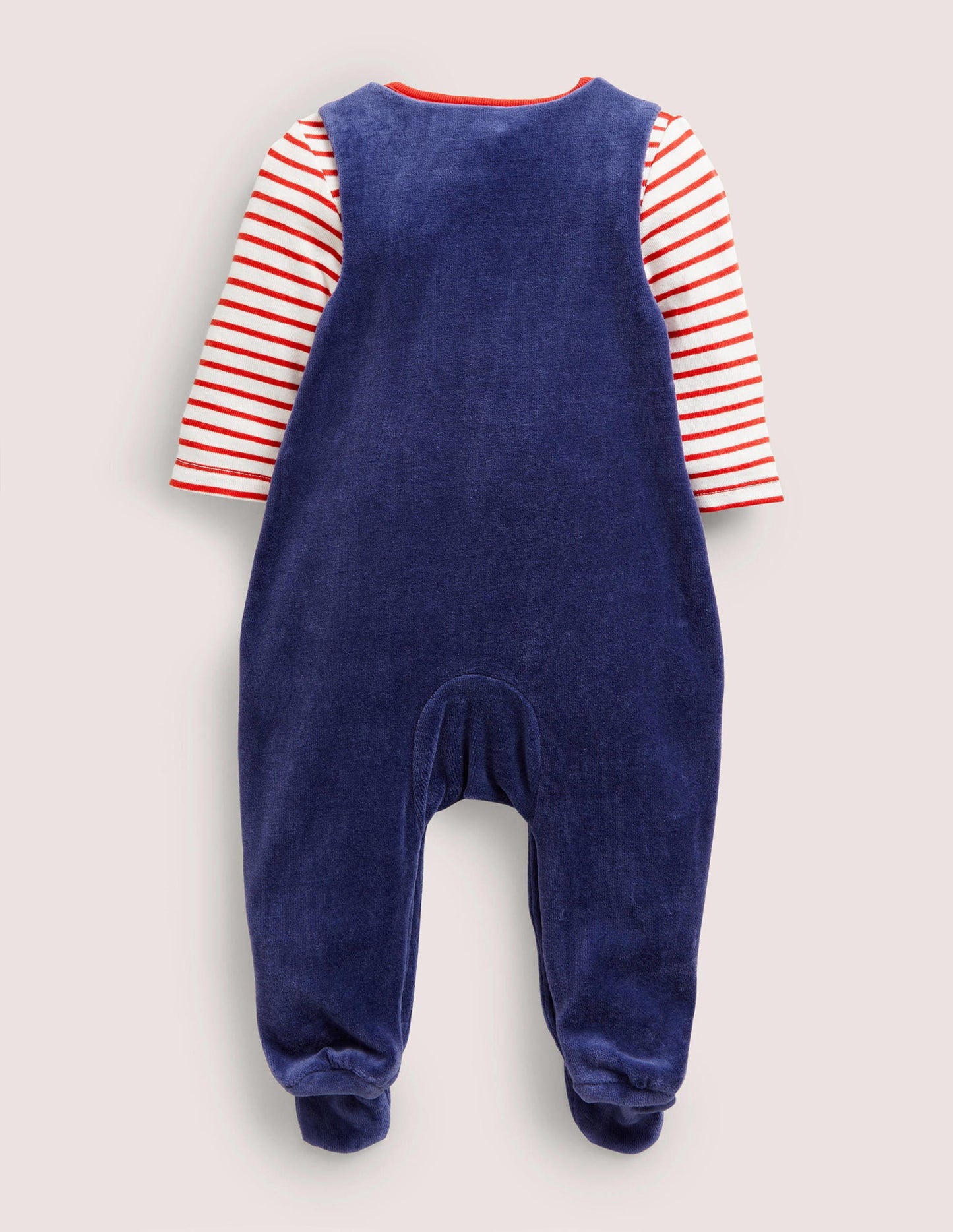 Velour Dungaree Set-Starboard Blue Christmas