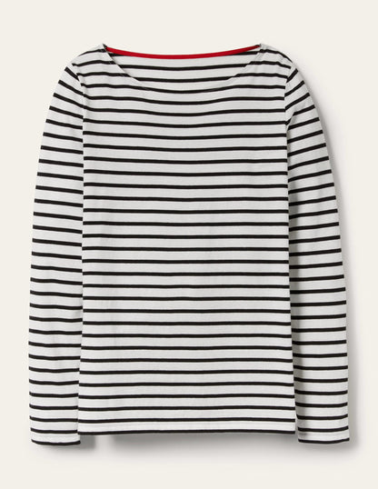 Ella Long Sleeve Breton -Ivory, Black