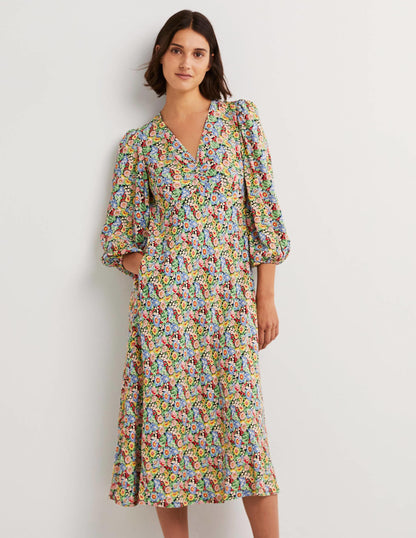 Empire Midi Tea Dress-Multi, Flora Illusion