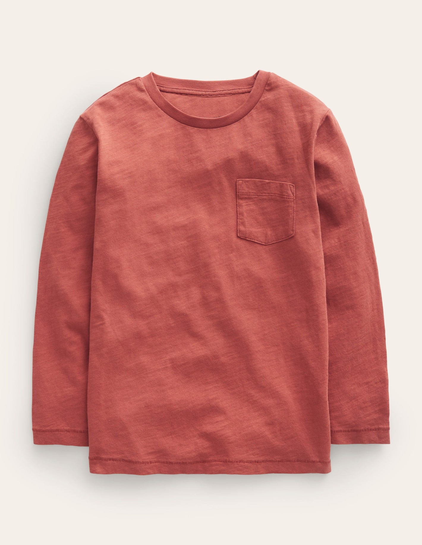 Long-sleeved Washed T-shirt-Roasted Chestnut Brown