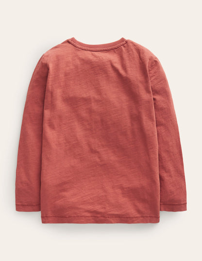 Long-sleeved Washed T-shirt-Roasted Chestnut Brown