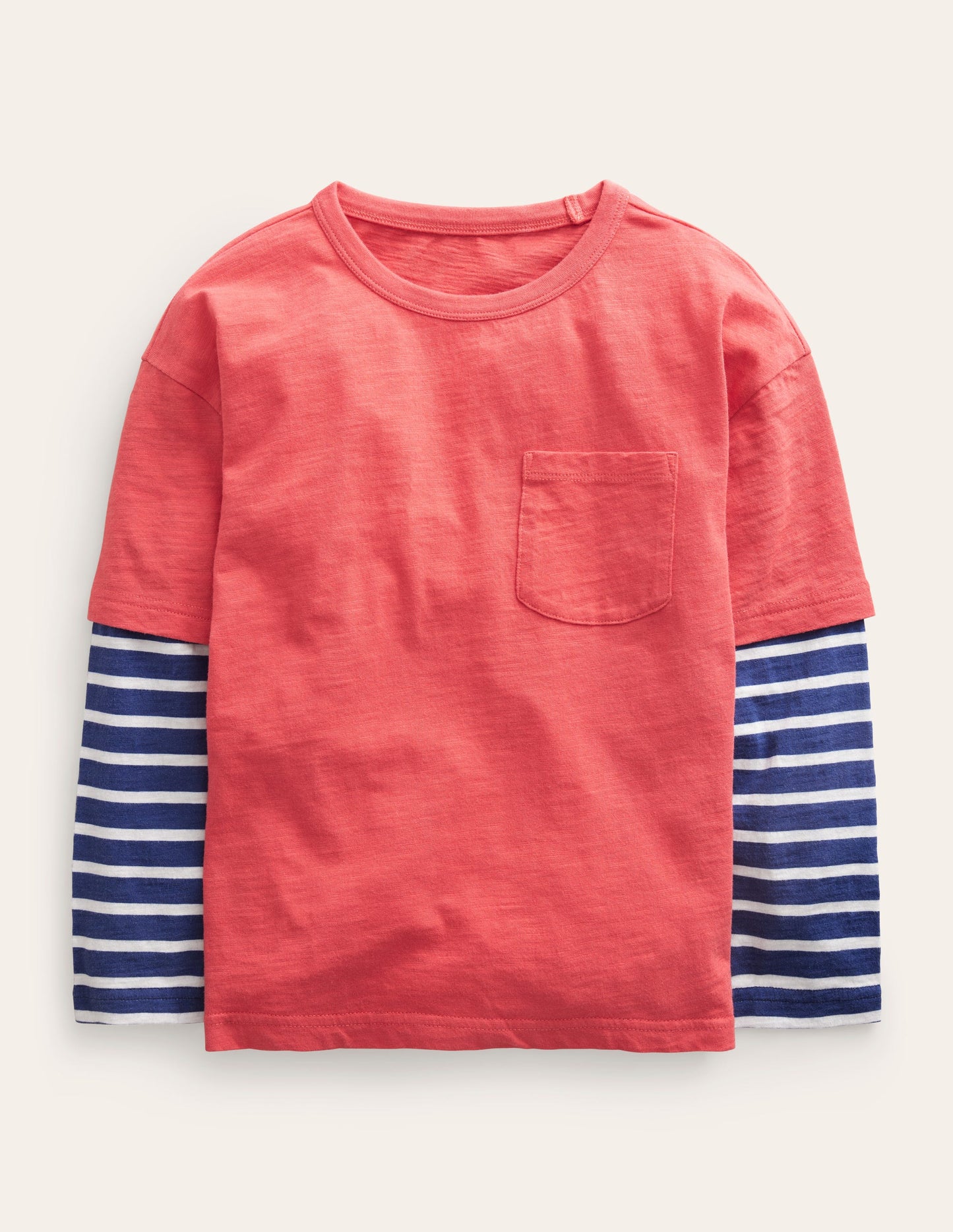 Layered Long-Sleeve T-Shirt-Jam Red