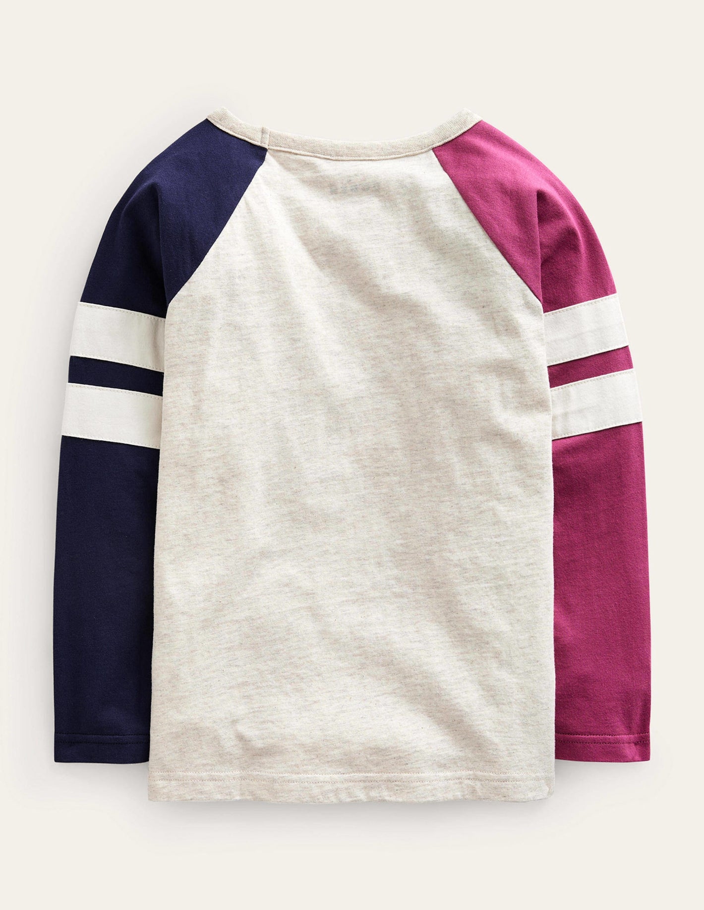 Colourblock Raglan T-shirt-Oatmeal/Navy/Berry Marl