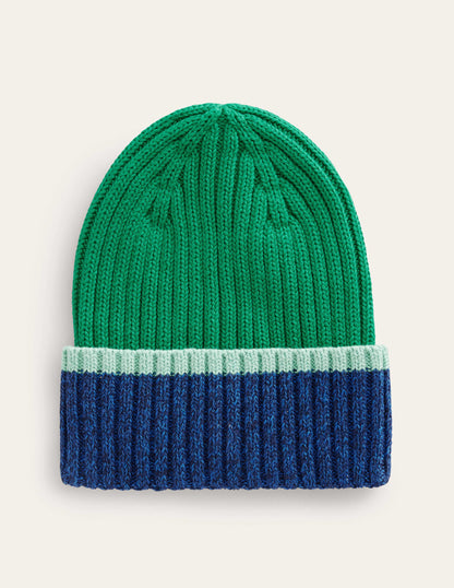 Colour Block Beanie-Meadow Green