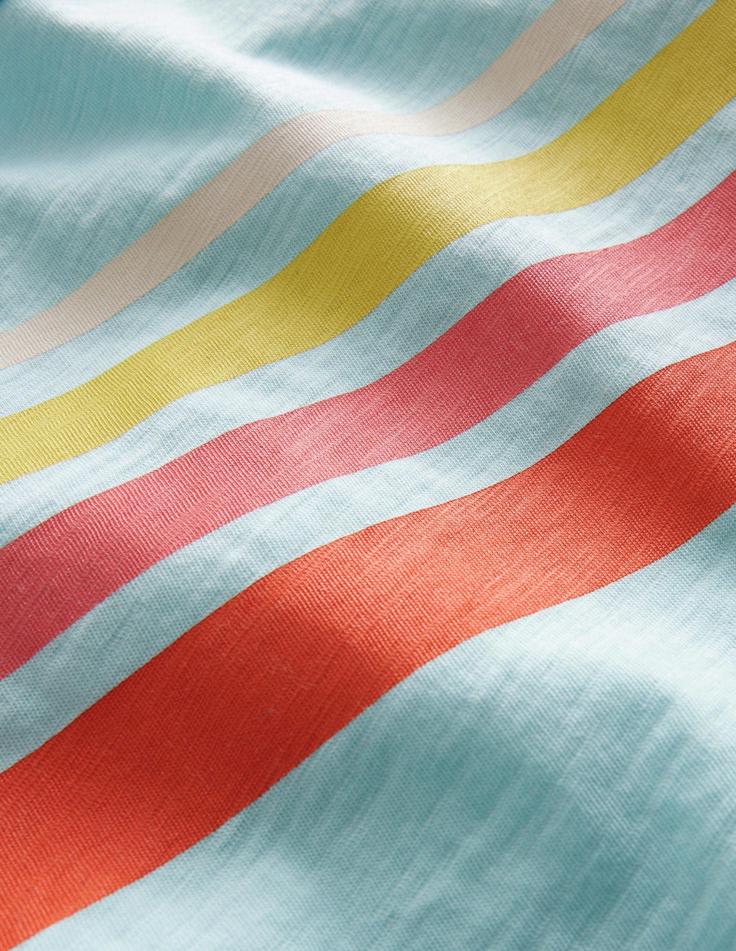 Relaxed Striped Cotton T-Shirt-Iced Aqua Blue