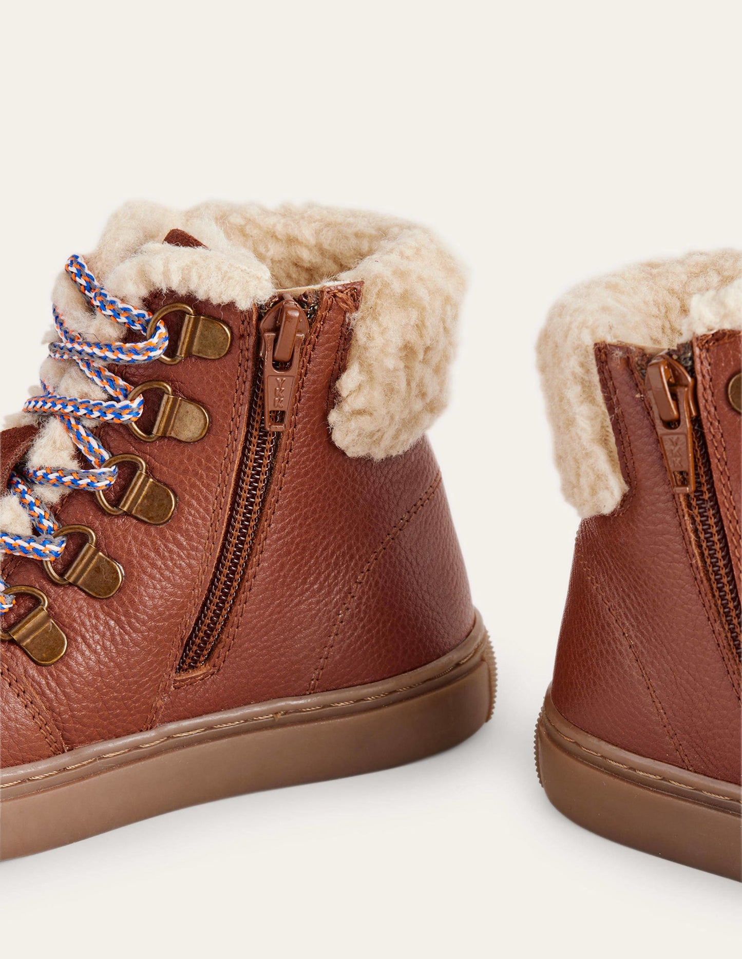 Cosy Leather Lace Up Boots-Tan