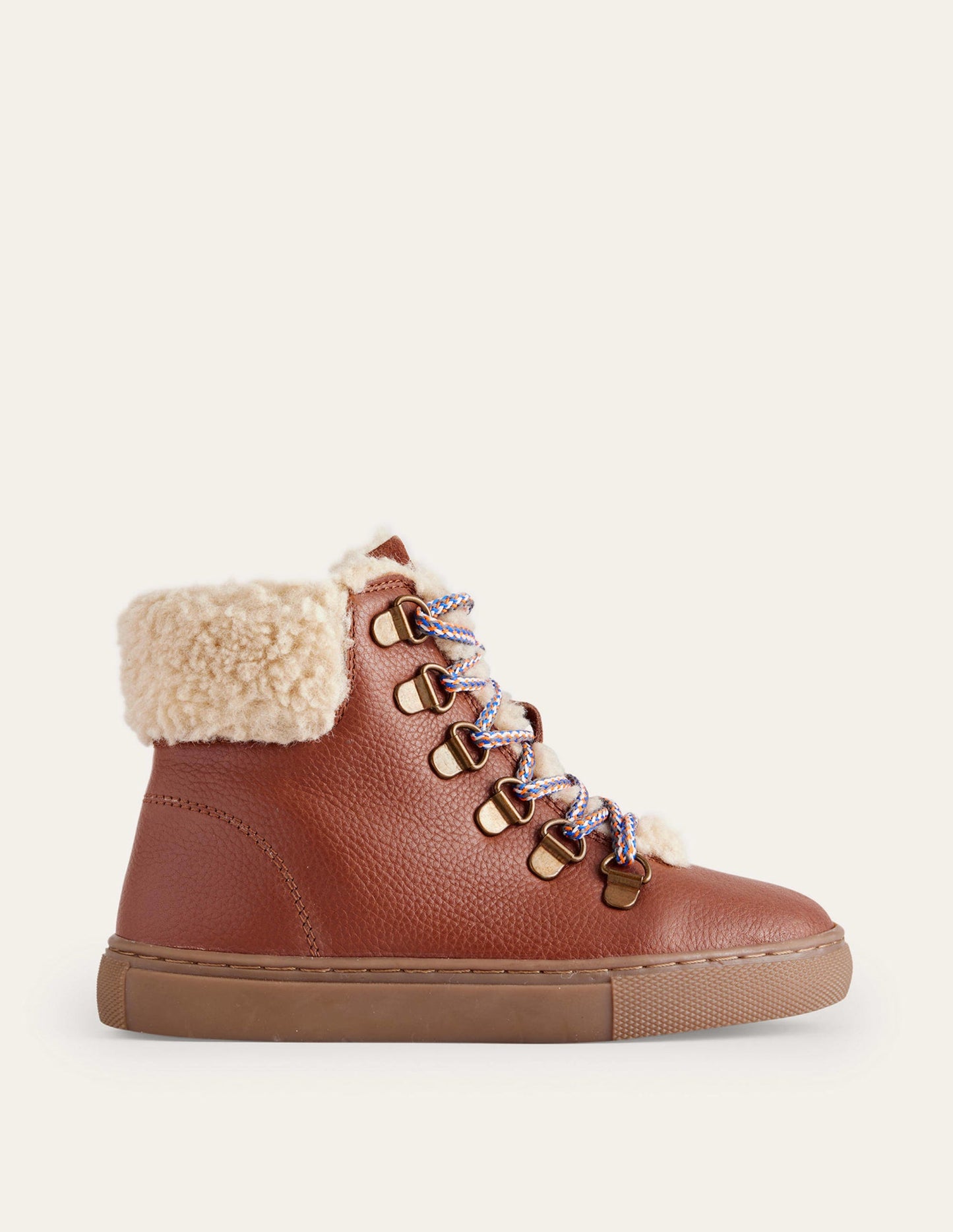 Cosy Leather Lace Up Boots-Tan