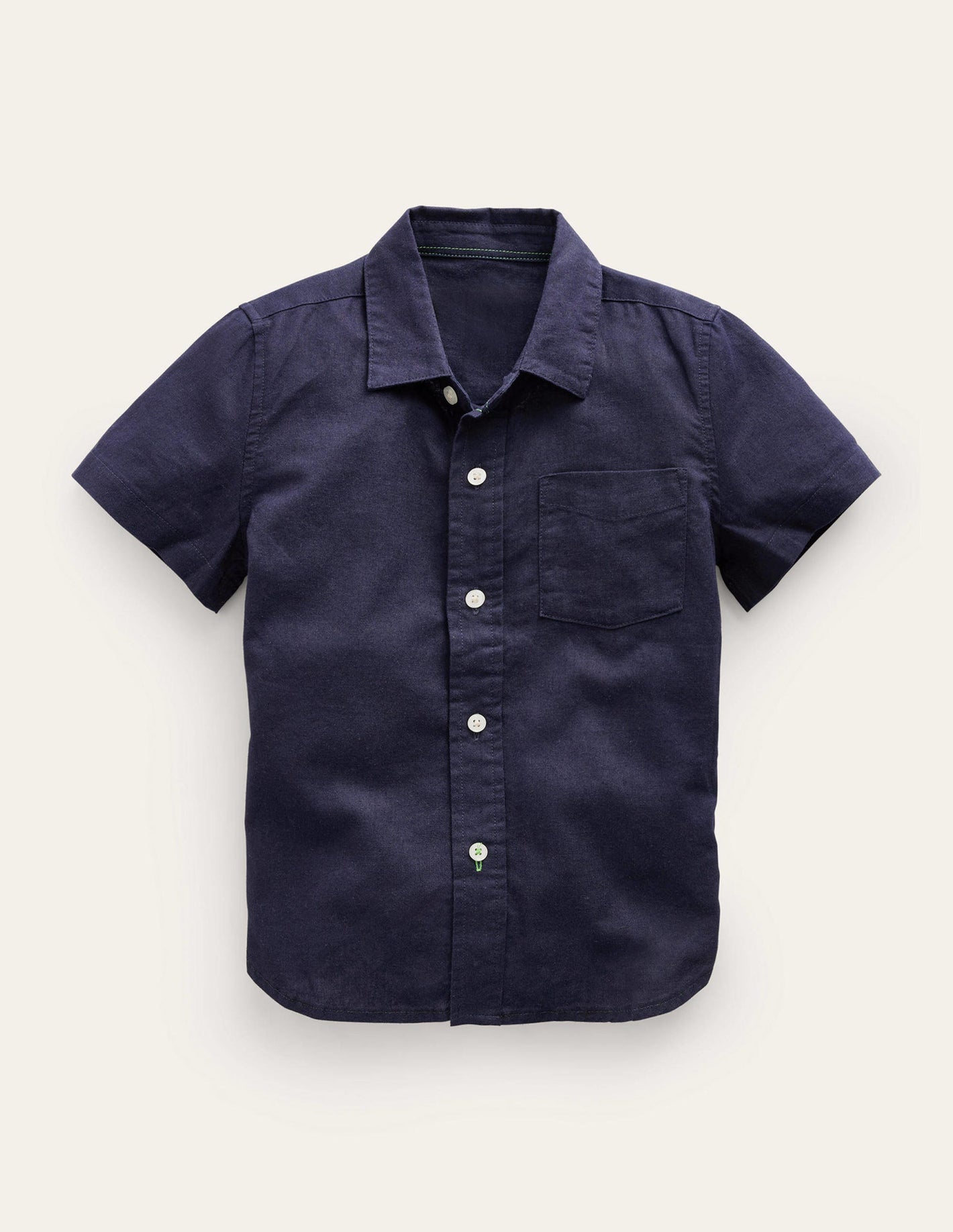 Cotton Linen Shirt-Navy