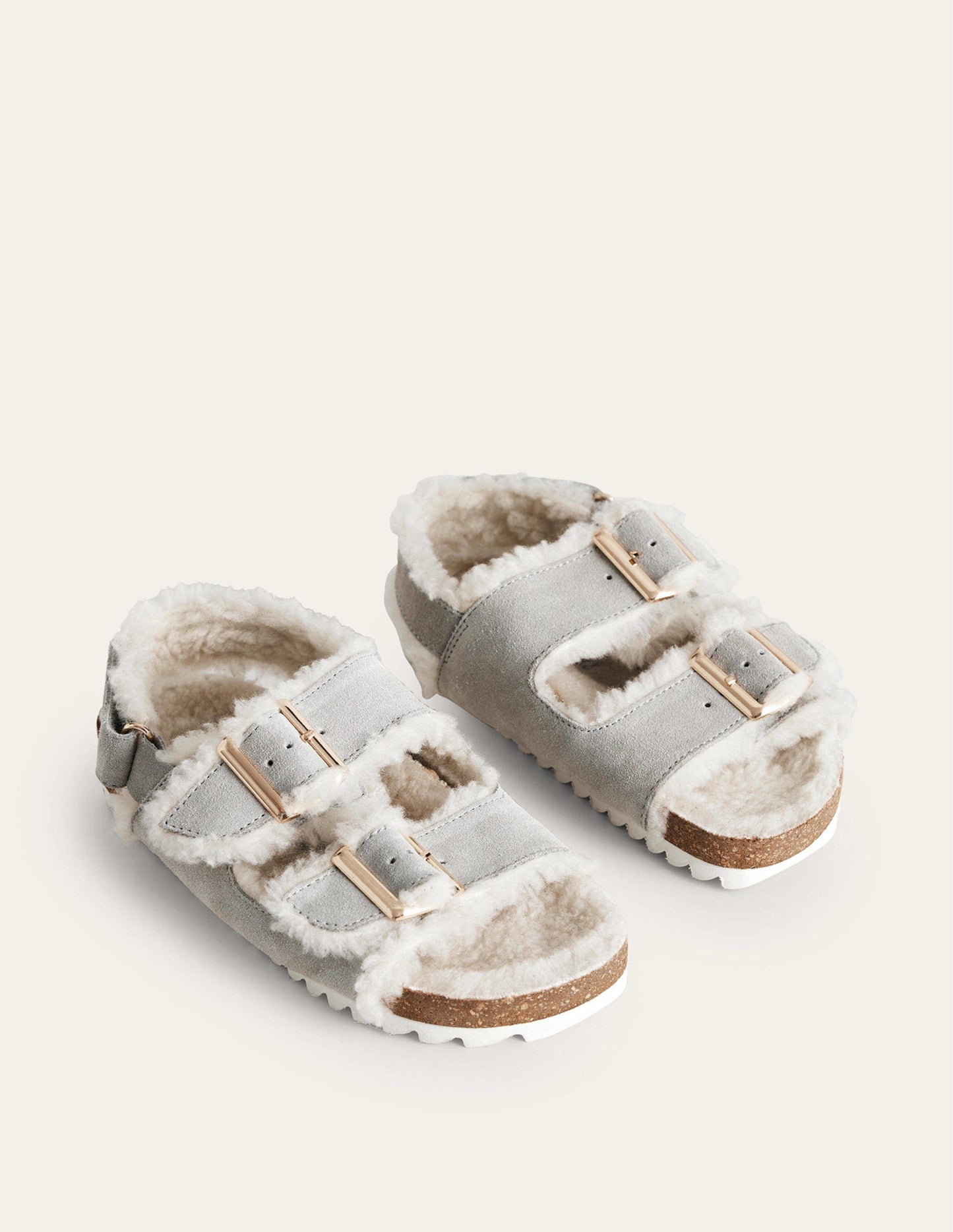 Cosy Suede Buckle Sandals-Taupe