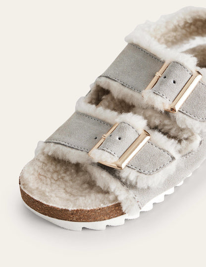 Cosy Suede Buckle Sandals-Taupe