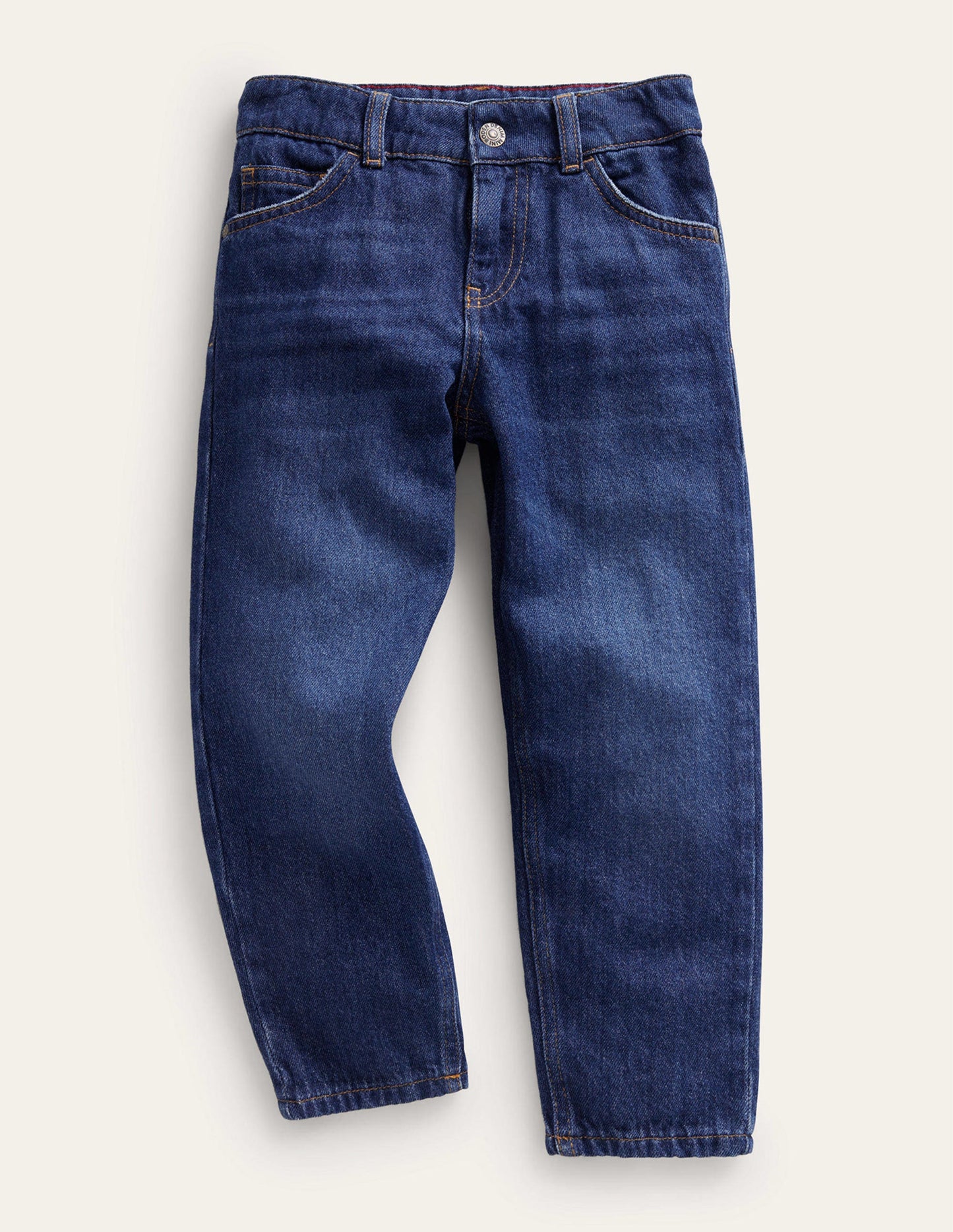 Relaxed Straight-Leg Jeans-Mid Wash