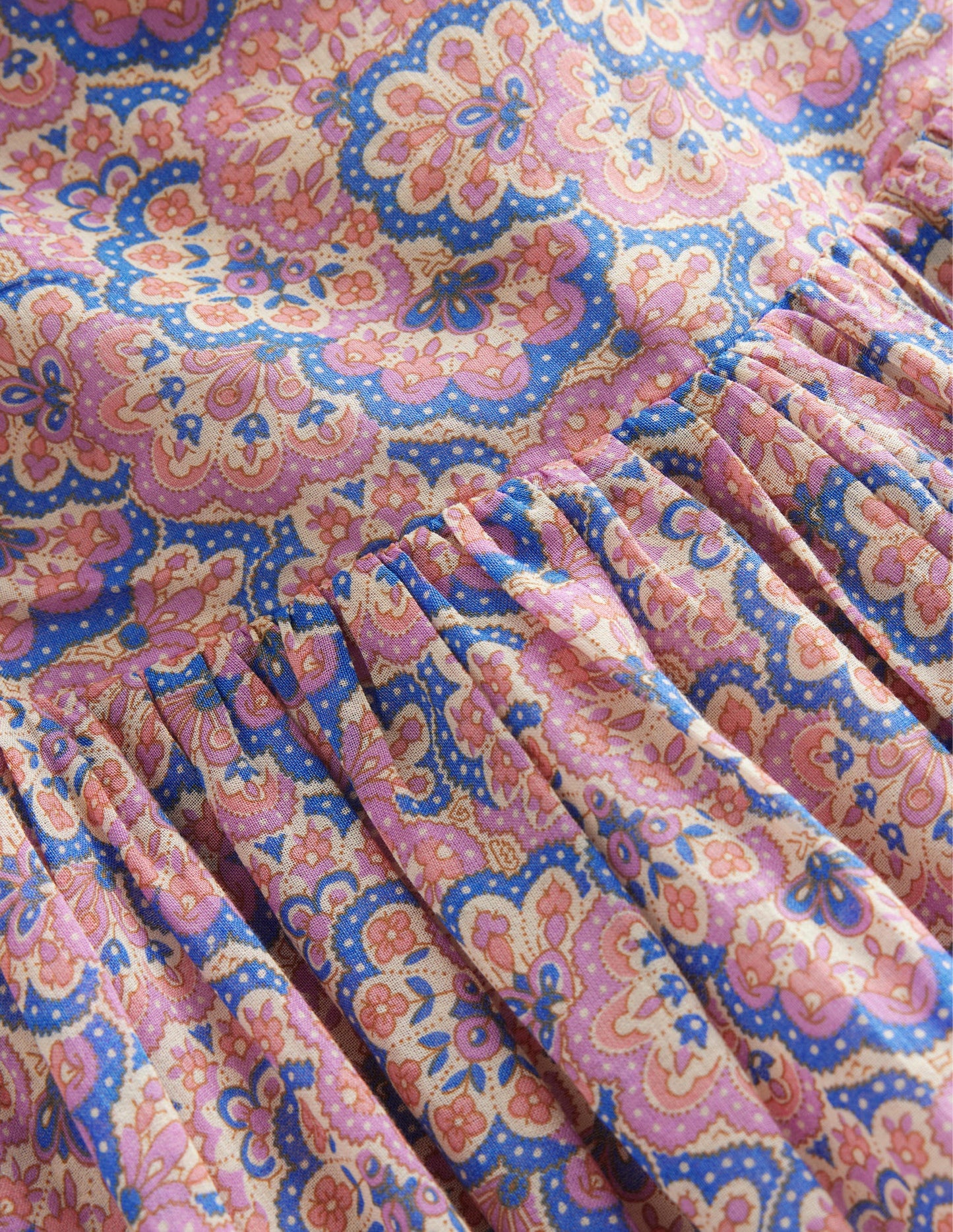 Handkerchief Hem Dress-Lupin and Peach Paisley