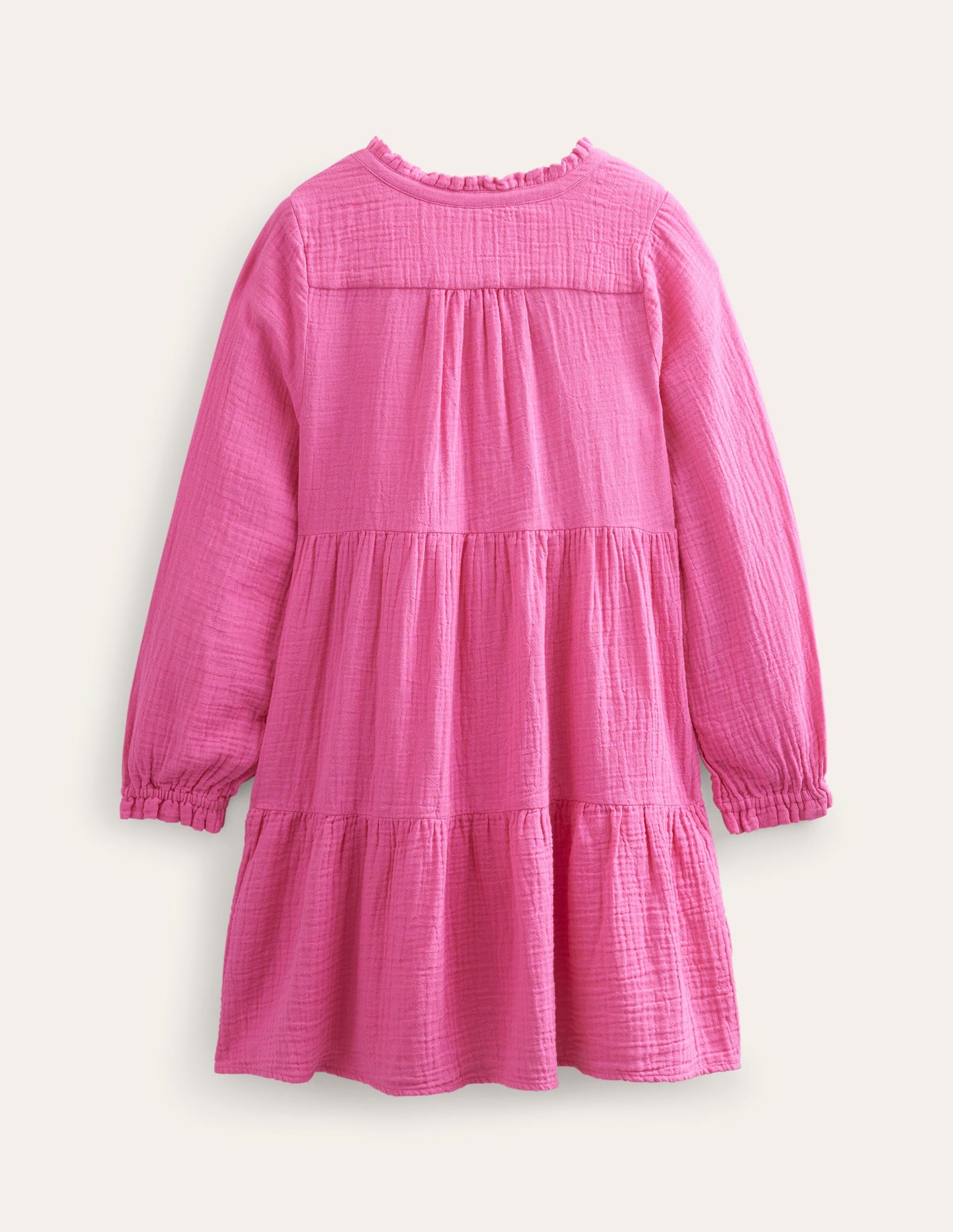 Double Cloth Tiered Dress-Festival Pink