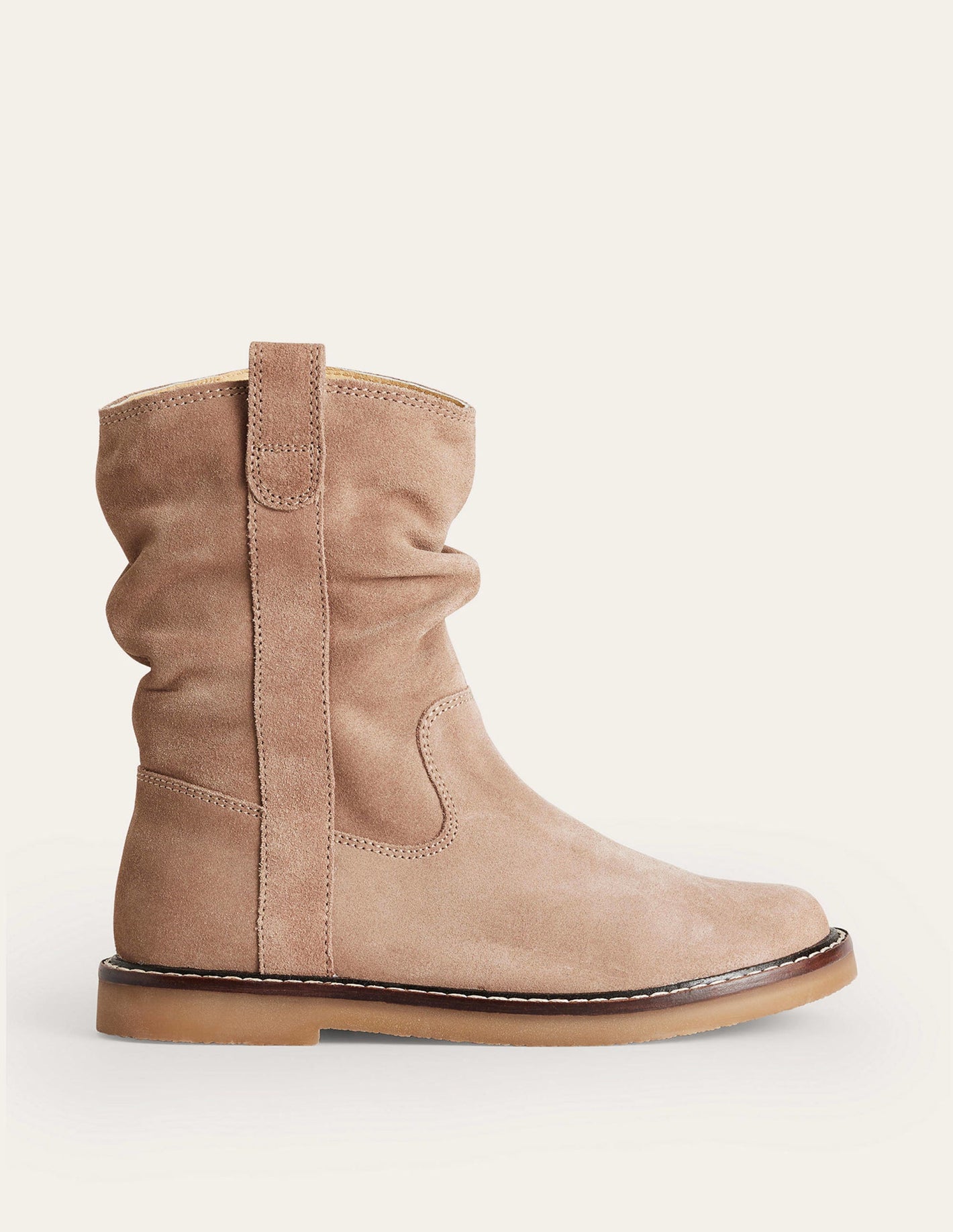 Slouch Suede Boots-Taupe