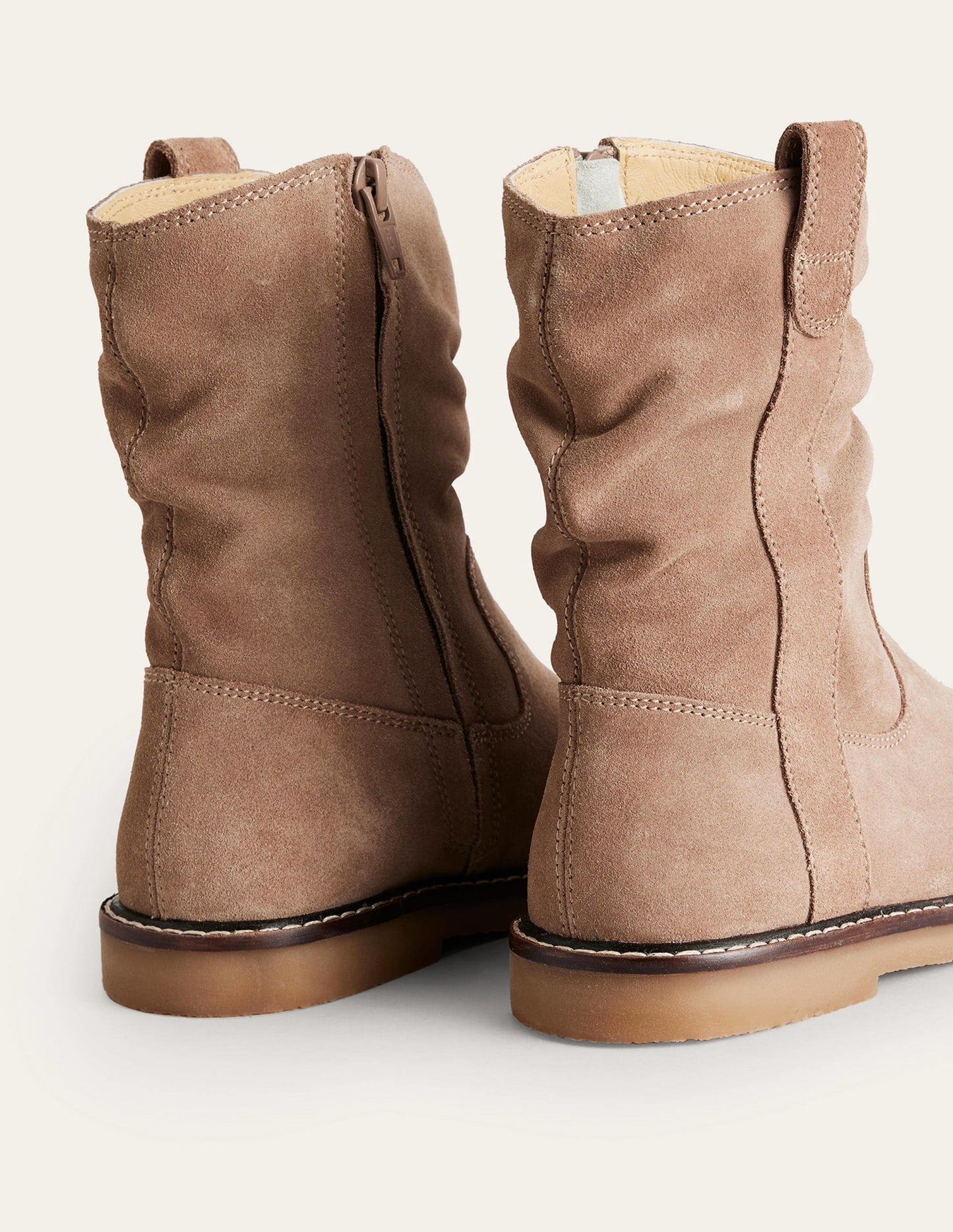 Slouch Suede Boots-Taupe