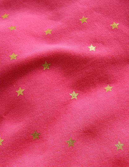 Fun Cosy Leggings-Mid Pink Foil Stars