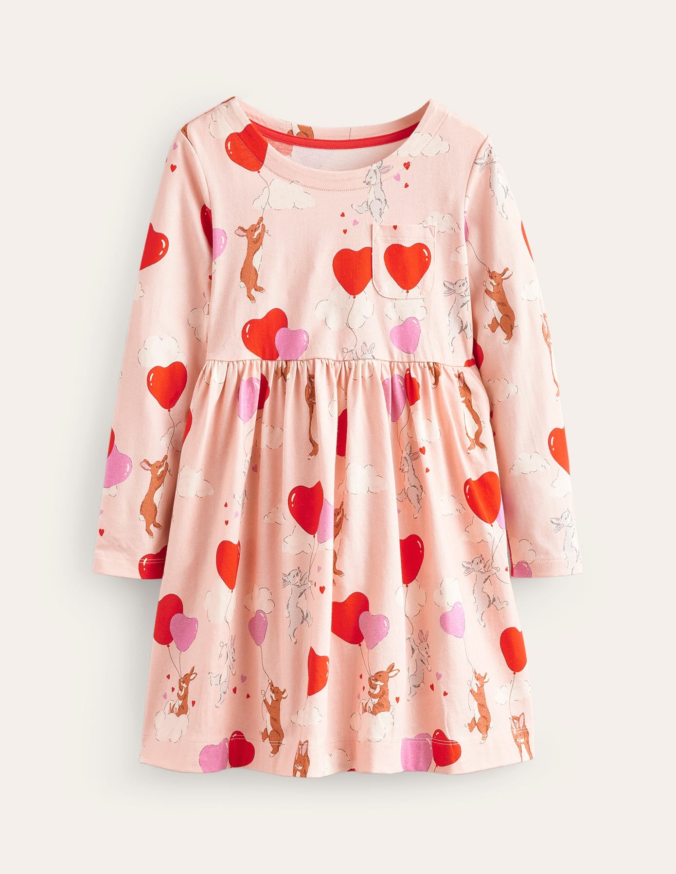 Long Sleeve Fun Jersey Dress-Ballet Pink Bunnies