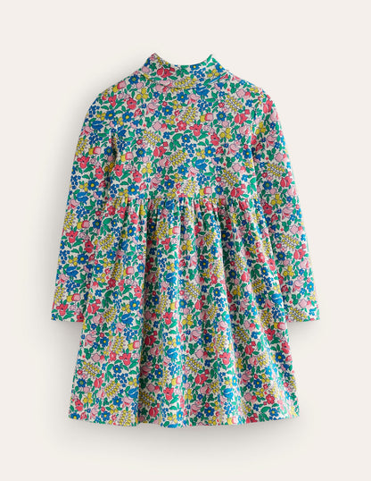 Roll Neck Jersey Dress-Multi Flowerbed