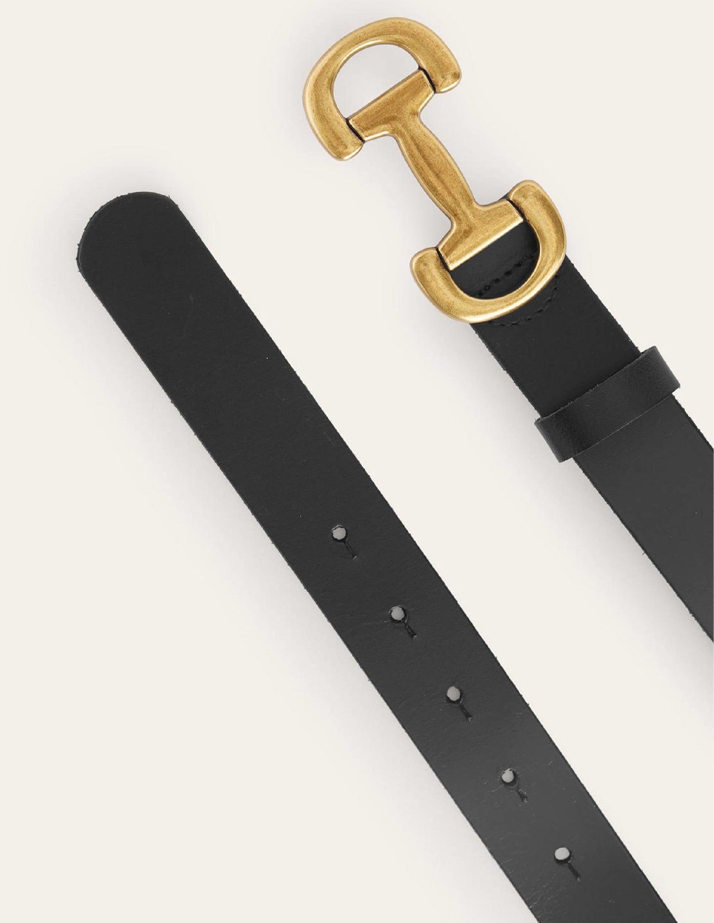 Iris Snaffle-Trim Leather Belt-Black