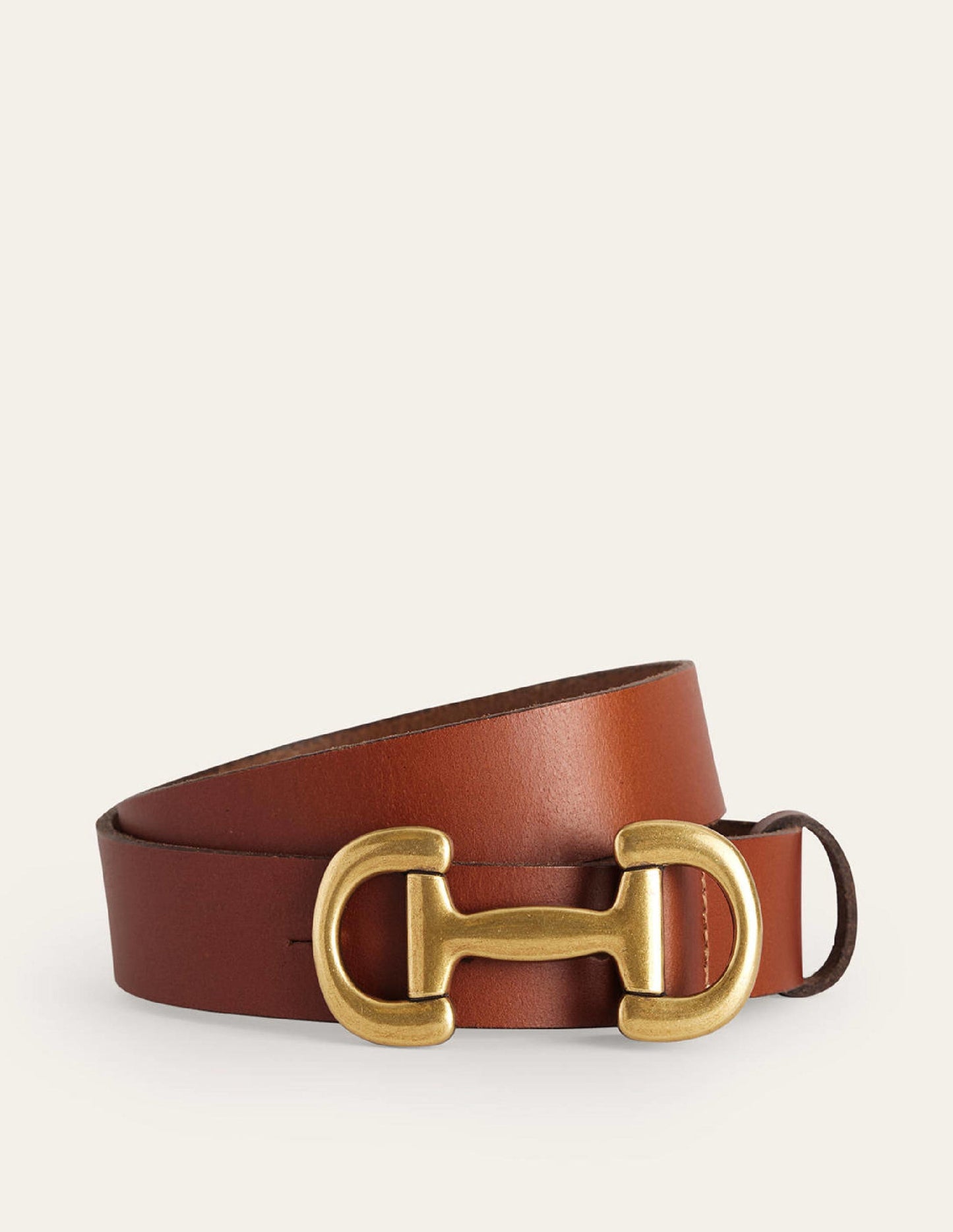 Iris Snaffle-Trim Leather Belt-Tan