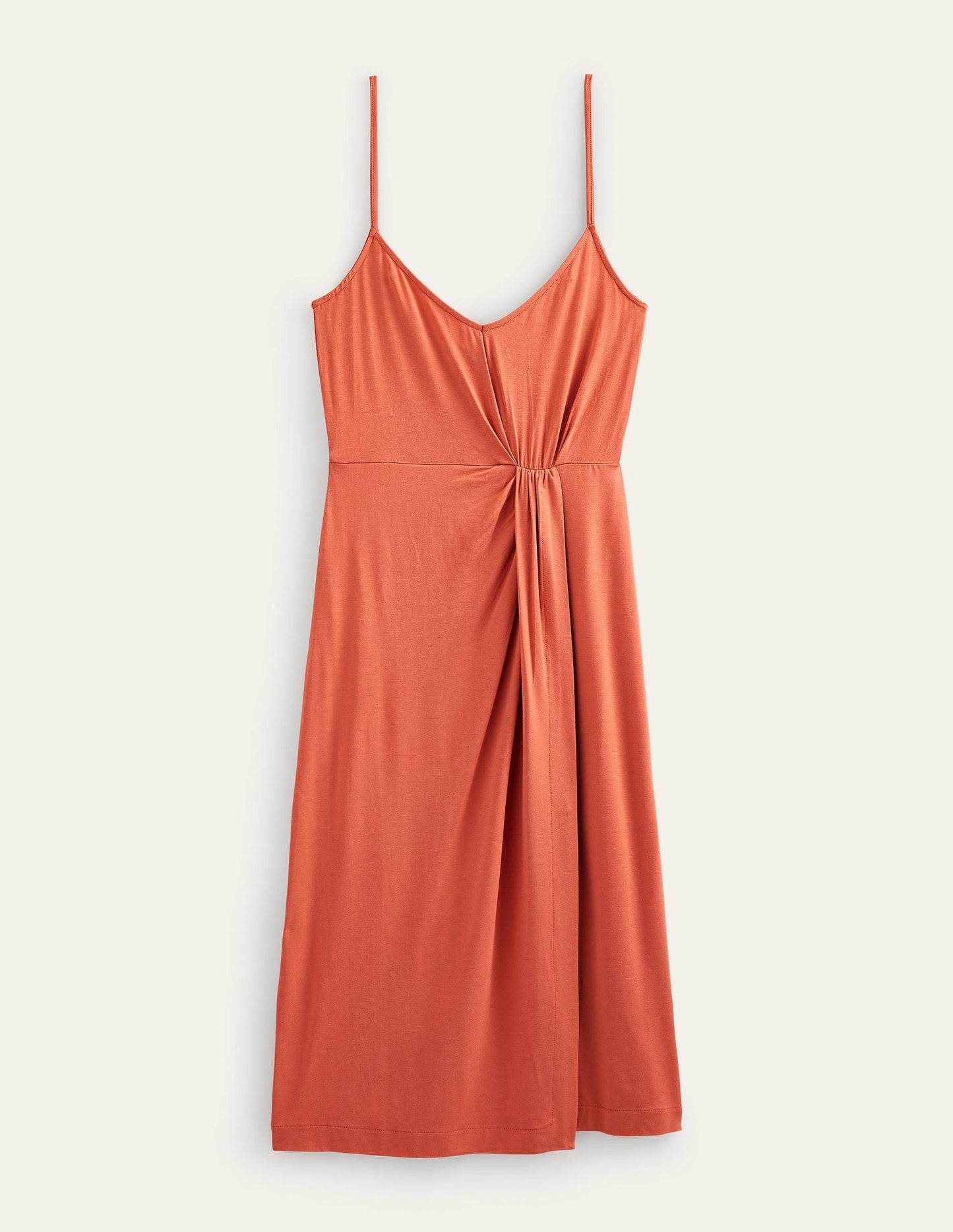 Gathered Jersey Midi Dress-Persimmon