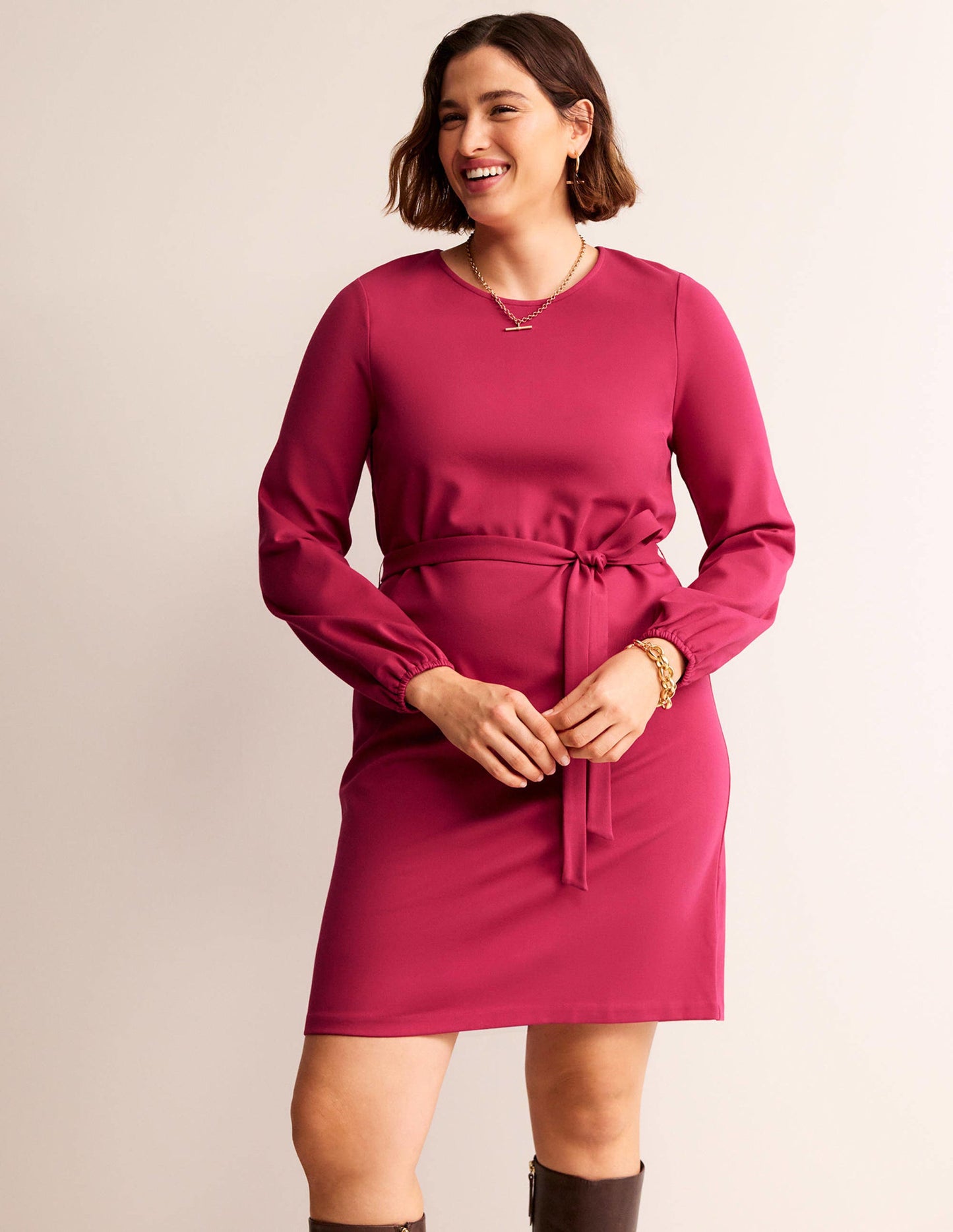 Violet Ponte Shift Dress-Warm Cranberry