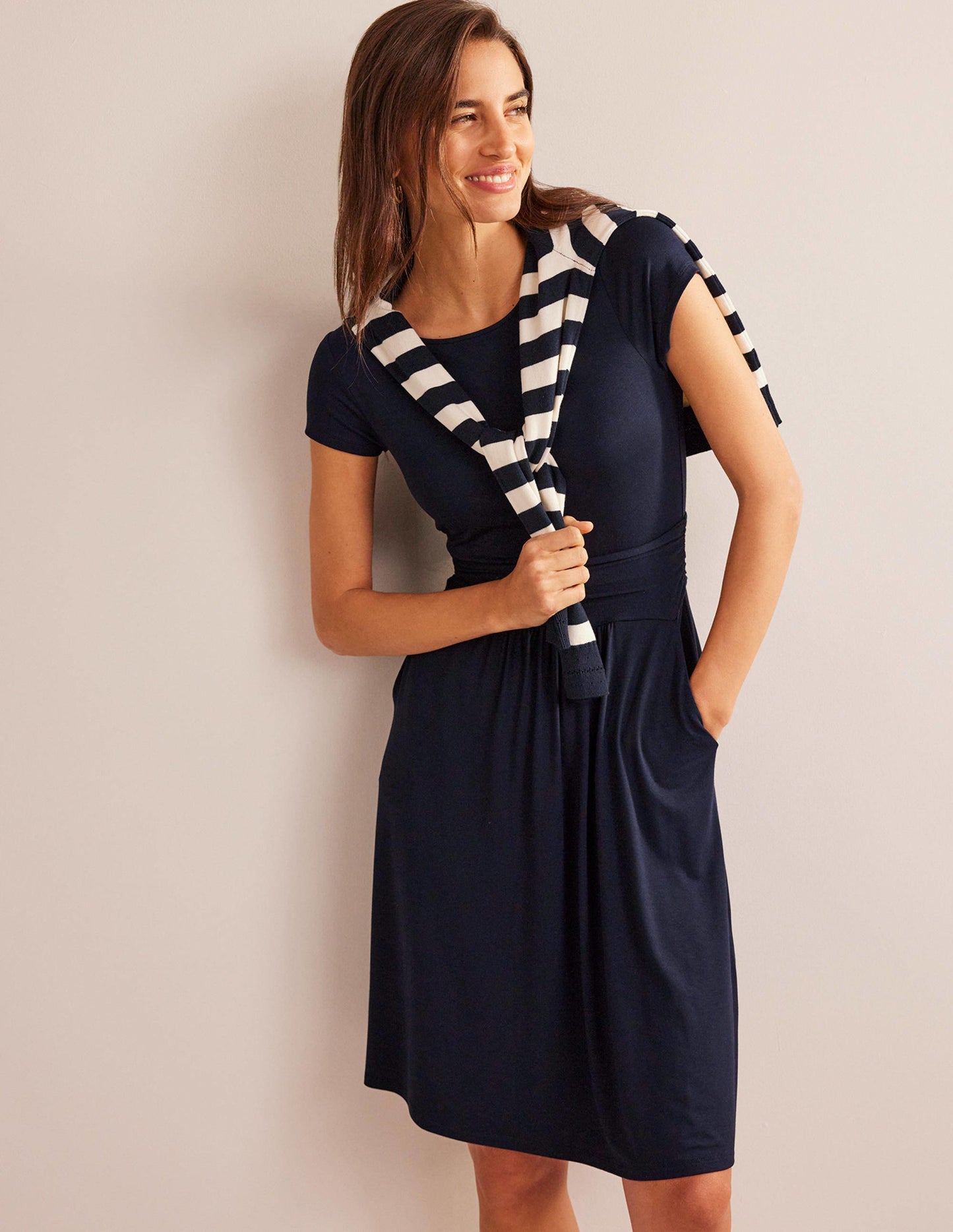 Amelie Jersey Dress-Navy