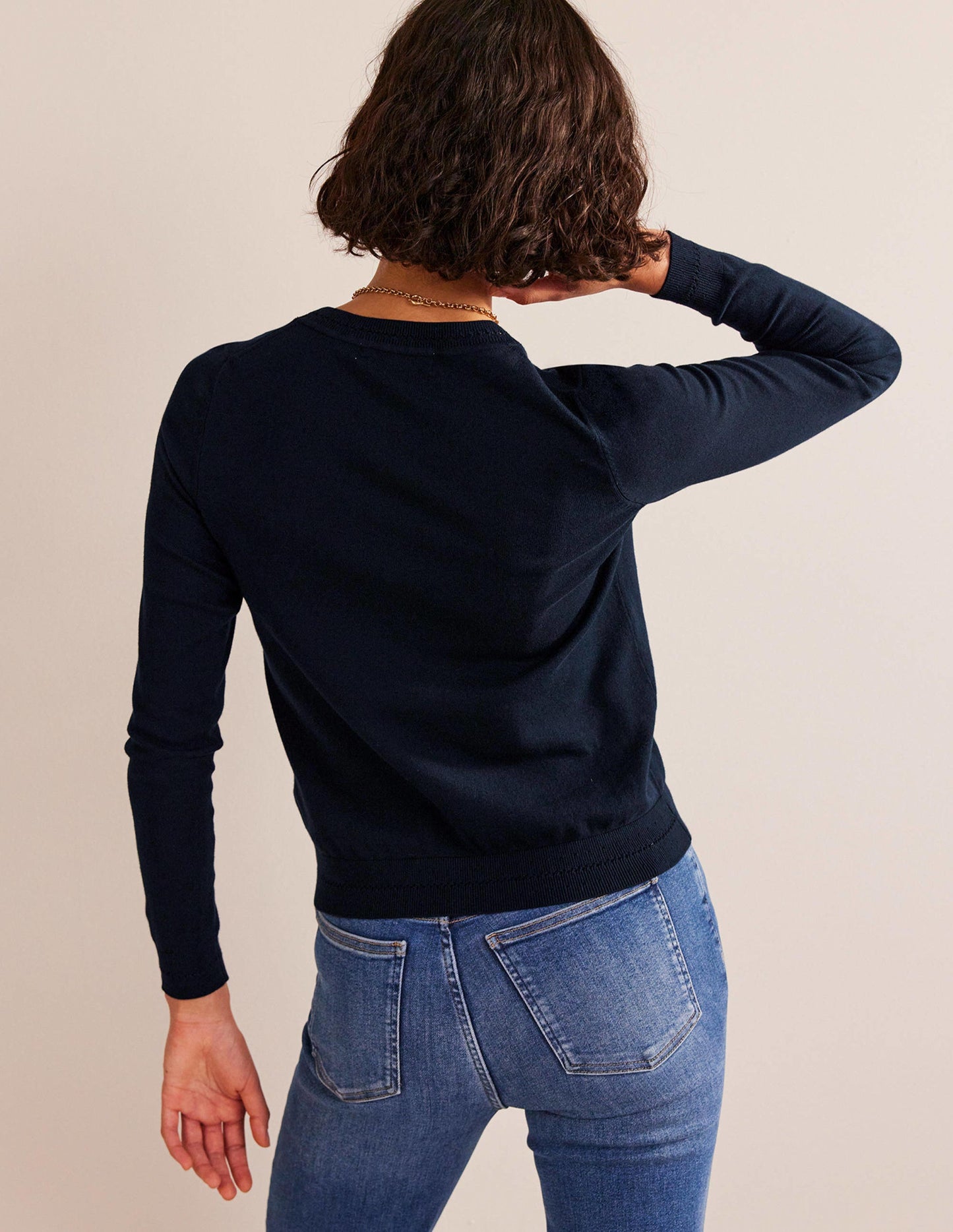 Catriona Cotton Crew Jumper-Navy