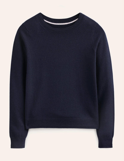 Eva Cashmere Crew Neck Jumper -Navy