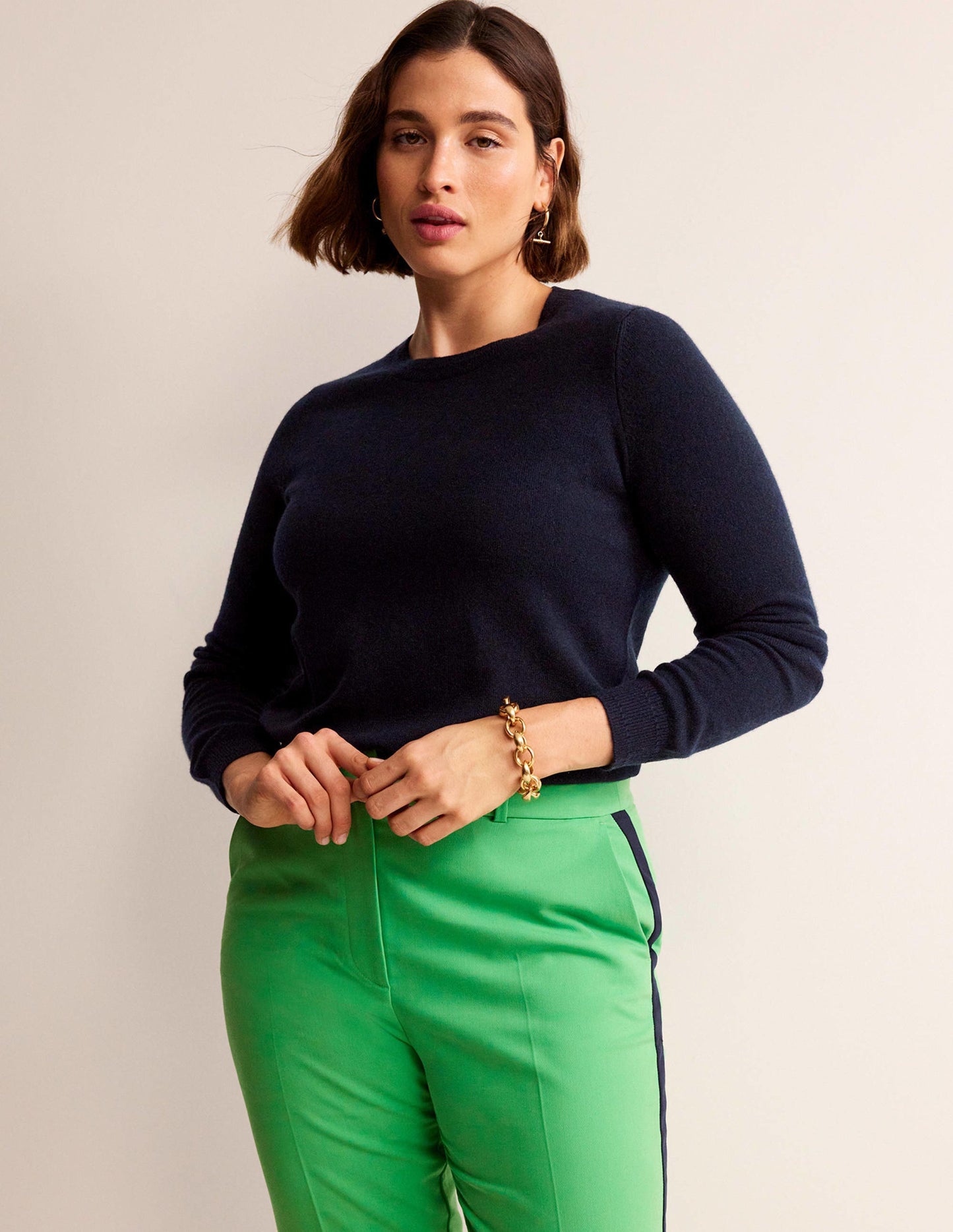 Eva Cashmere Crew Neck Jumper -Navy