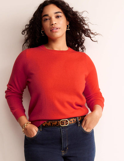 Eva Cashmere Crew Neck Jumper-Fiesta Orange