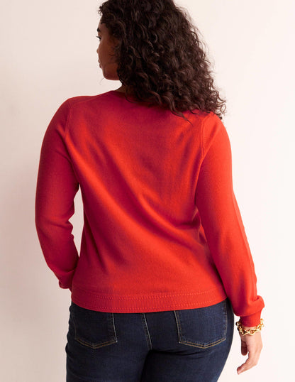 Eva Cashmere Crew Neck Jumper-Fiesta Orange