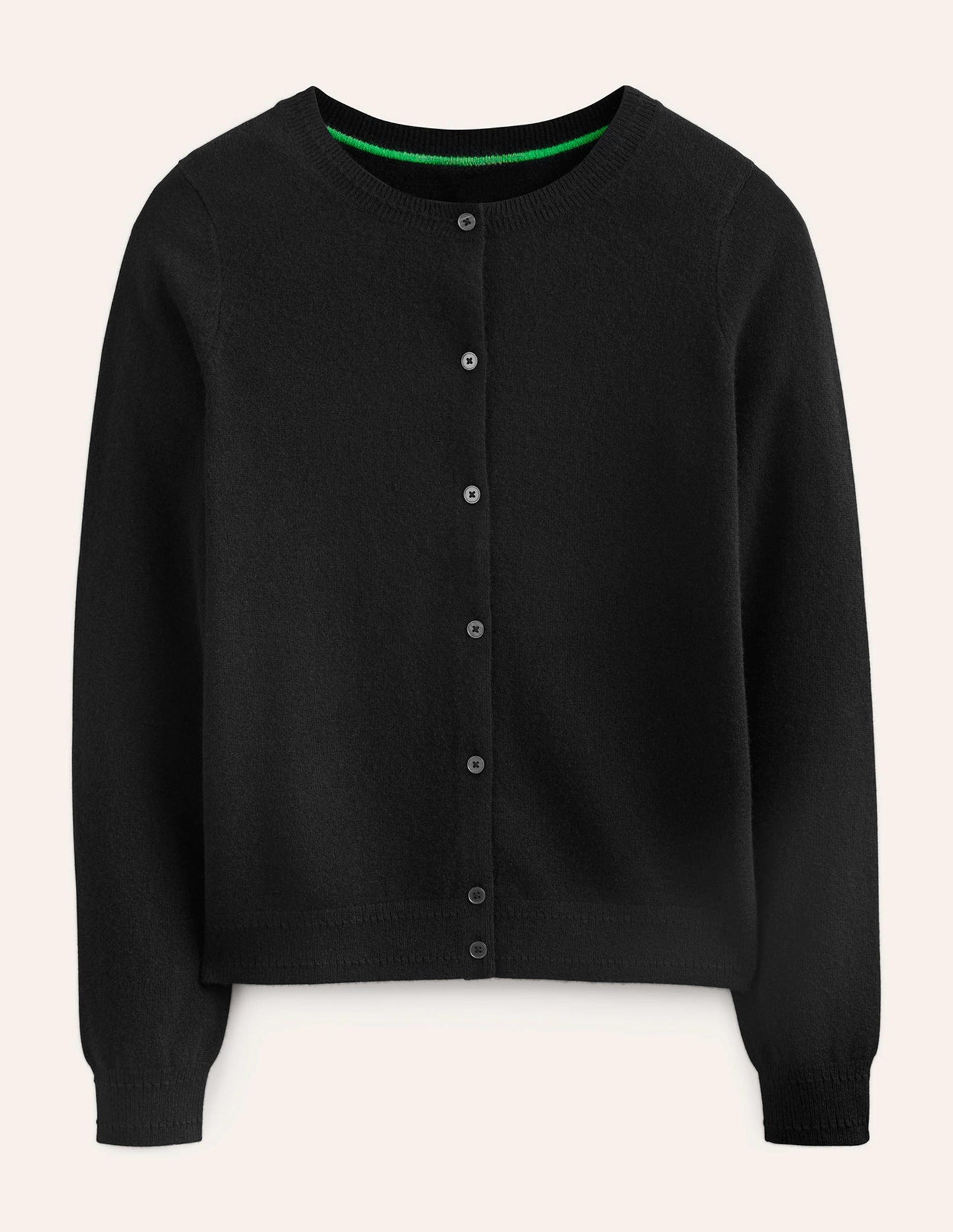 Eva Cashmere Crew Cardigan -Black