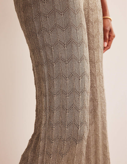 Knitted Beach Trousers-Metallic Stone