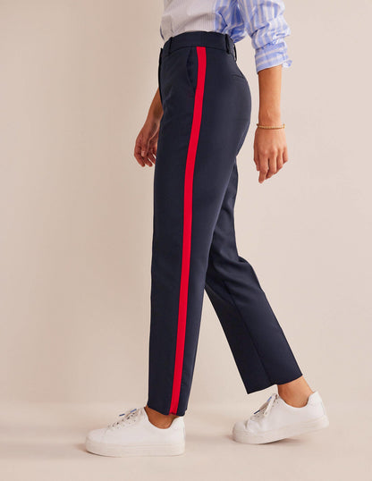 Kew Side Stripe Trousers-Navy, Red Stripe