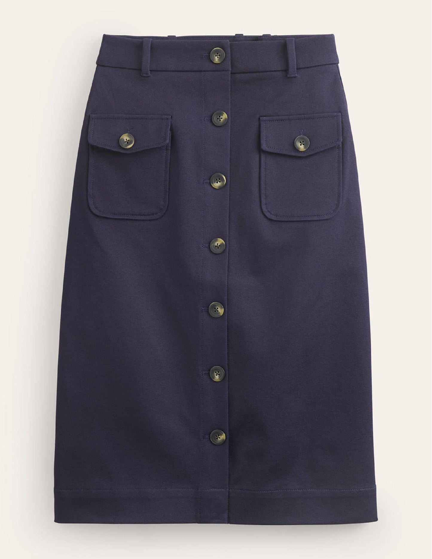 Utility Pocket Midi Skirt-Navy