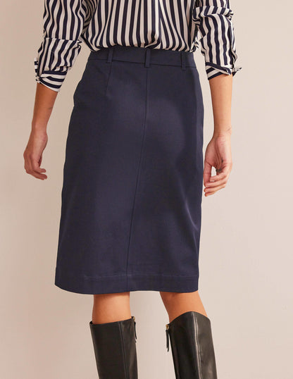 Utility Pocket Midi Skirt-Navy