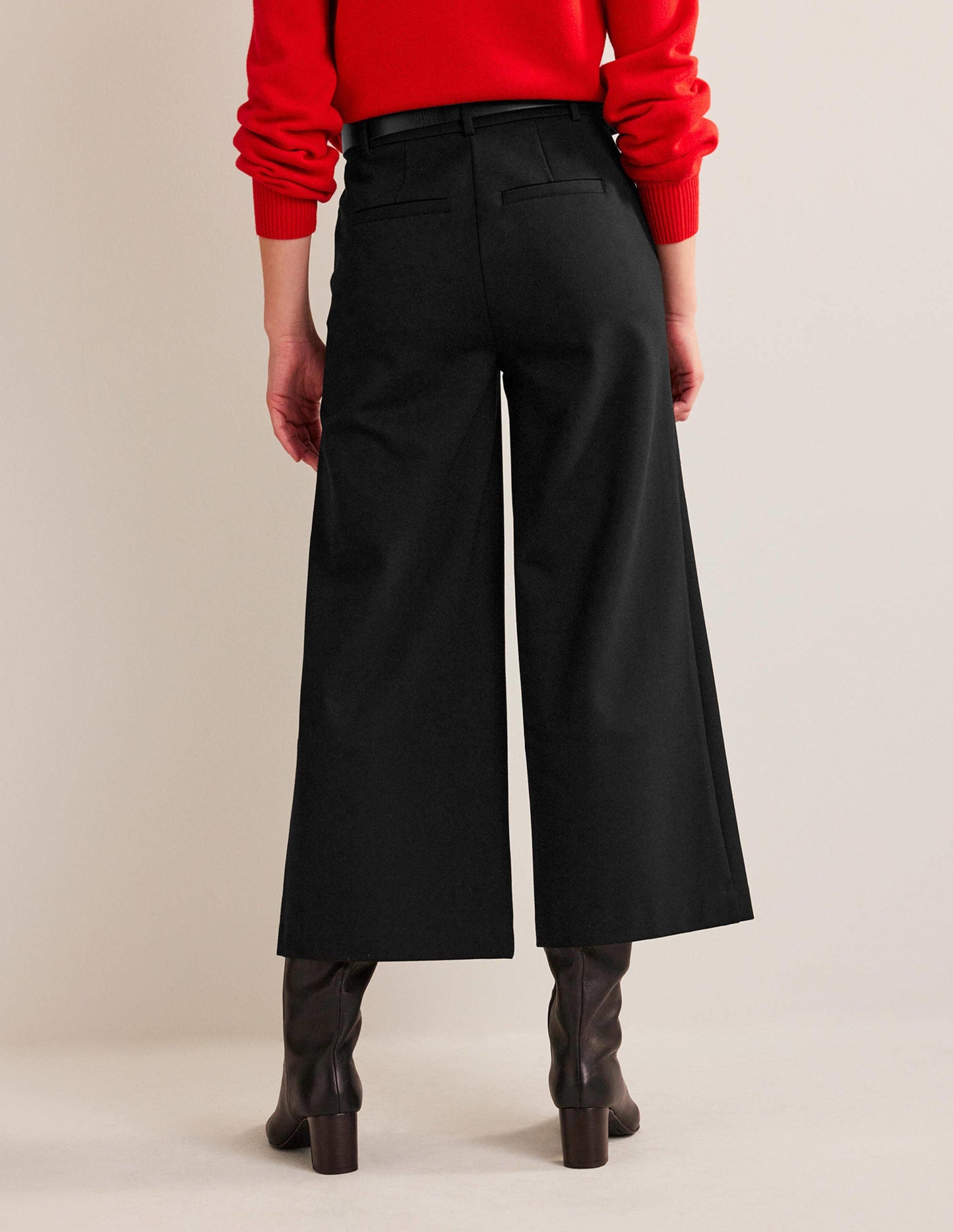 Wide-Leg Ponte Culottes-Black