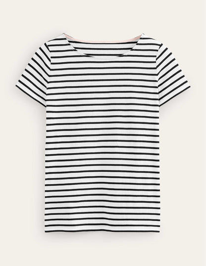 Ella Short Sleeve Breton -Ivory, Black