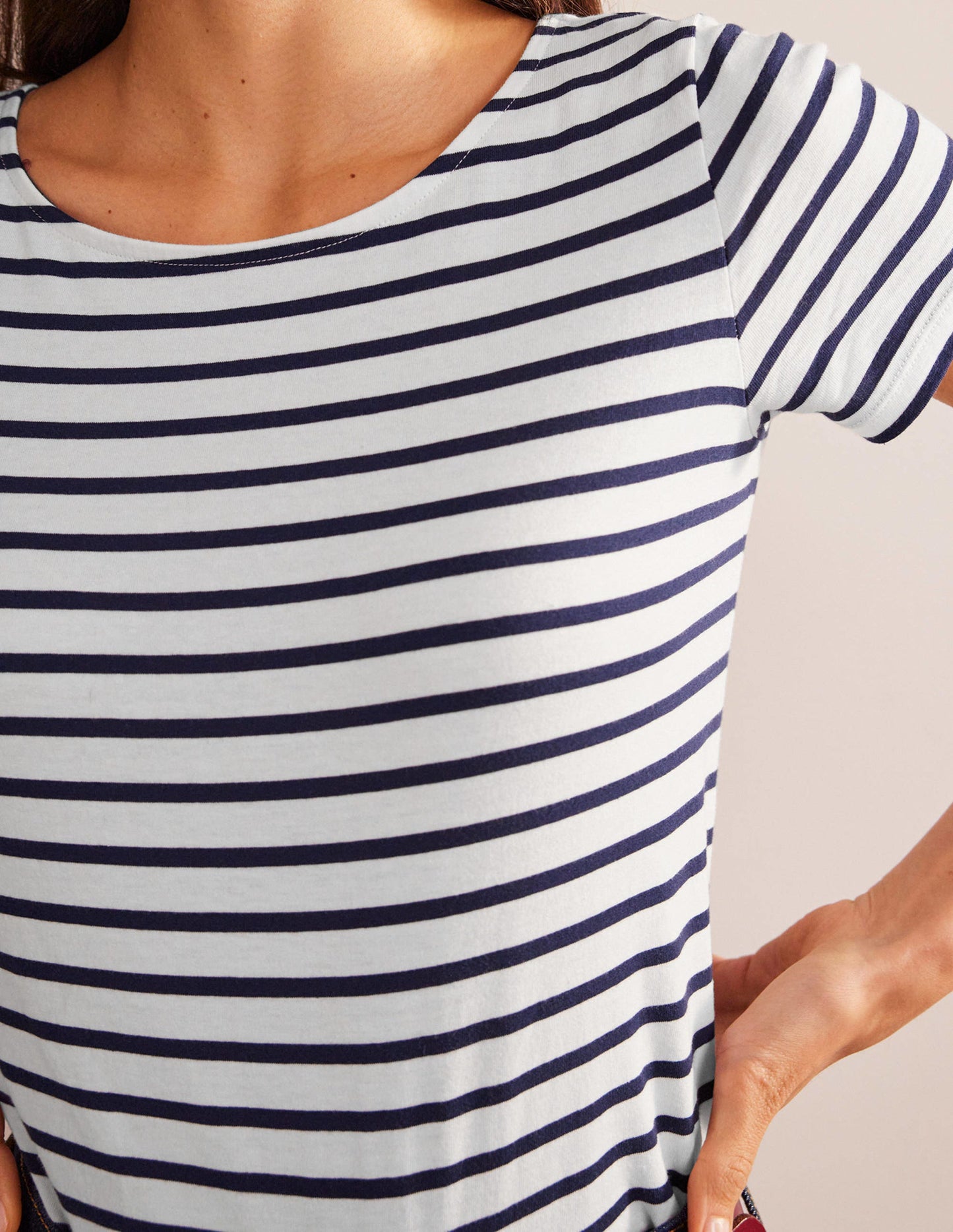 Ella Short Sleeve Breton -Ivory, Navy