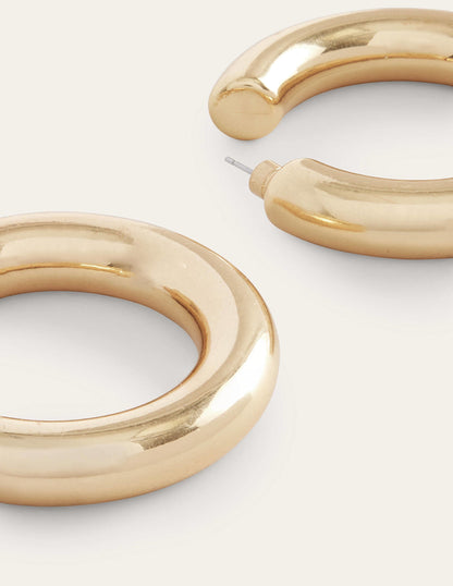 Chunky Hoop Earrings-Gold