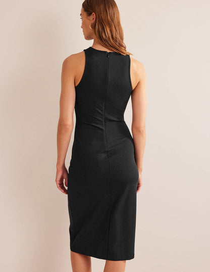 Racer Jersey Midi Dress-Black