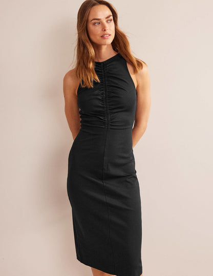 Racer Jersey Midi Dress-Black