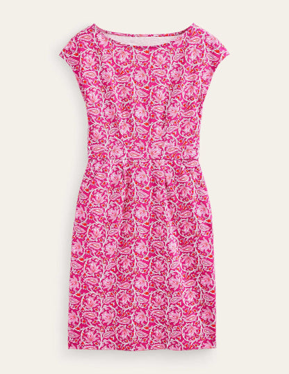 Florrie Jersey Dress-Raspberry, Botanic Vine