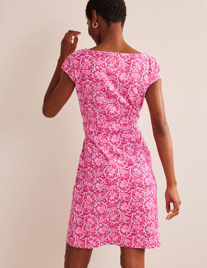 Florrie Jersey Dress-Raspberry, Botanic Vine